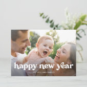 シンプルハッピーニューイヤータイポグラフィ写真 シーズンカード (スタンド正面)