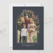 シンプルハッピーニューイヤー写真海軍 シーズンカード (正面)