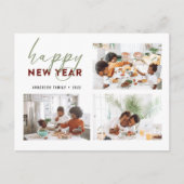 シンプルハッピーニューイヤー書道フォトホリデー ポストカード (正面)