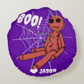 シンプルハッピーハローウィンブスプーブードゥー人形 ラウンドクッション (裏面)
