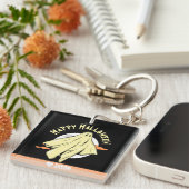 シンプルハッピーハローウィンブスプー幽霊 キーホルダー (正面右)