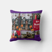 シンプルハッピーハローウィンモダン写真の家族のコラージュ クッション (裏面)