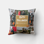 シンプルハッピーハローウィンモダン写真の家族のコラージュ クッション (裏面)
