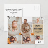 シンプルハッピーハローウィンモダン写真の家族のコラージュ シーズンポストカード (正面/裏面)