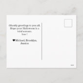 シンプルハッピーハローウィンモダン写真の家族のコラージュ シーズンポストカード (裏面)