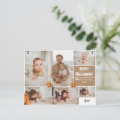 シンプルハッピーハローウィンモダン写真の家族のコラージュ シーズンポストカード (スタンド正面)