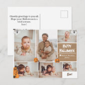 シンプルハッピーハローウィンモダン写真の家族のコラージュ シーズンポストカード (正面/裏面)
