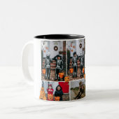 シンプルハッピーハローウィンモダン写真の家族のコラージュ ツートーンマグカップ (正面左)