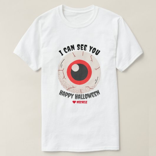 シンプルハッピーハローウィン目の家族と友人 Tシャツ (デザイン正面)