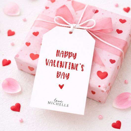 シンプルハッピーバレンタインデー ギフトタグ