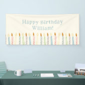 シンプルハッピーバースデーパーソナライズされたキャンドル 横断幕 (トレードショー)