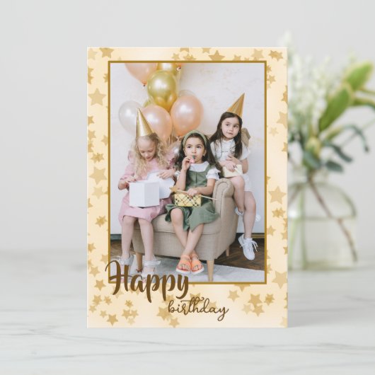 シンプルハッピーバースデーフォト誕生日カード シーズンカード (スタンド正面)