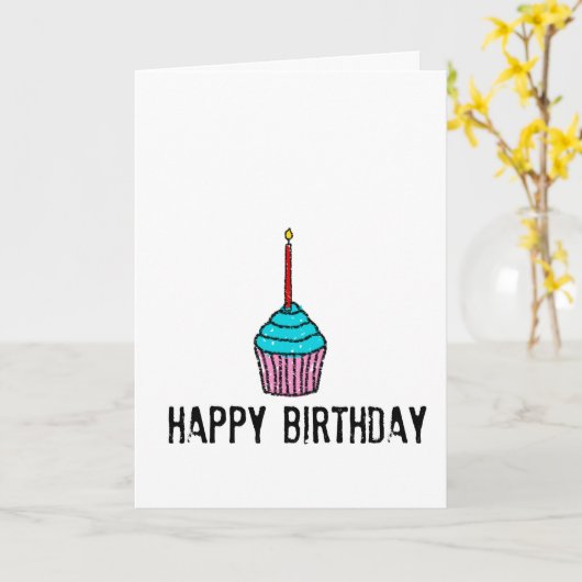 シンプルハッピーバースデー挨拶 カード (黄色い花)