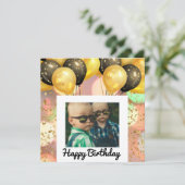 シンプルハッピーバースデー追加フォト文字パーソナライズされた カード (スタンド正面)