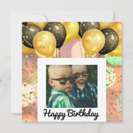 シンプルハッピーバースデー追加フォト文字パーソナライズされた カード