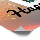 シンプルハッピーバースデー追加フォト文字パーソナライズされた ポスター (角)