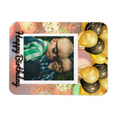 シンプルハッピーバースデー追加フォト文字パーソナライズされた マグネット (横)