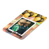 シンプルハッピーバースデー追加フォト文字パーソナライズされた マグネット (左側)