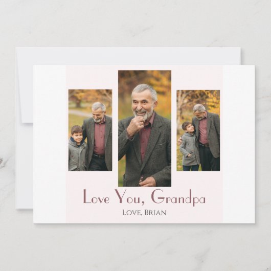 シンプルハッピーパパの日、おじいちゃん3枚の写真 シーズンカード (正面)