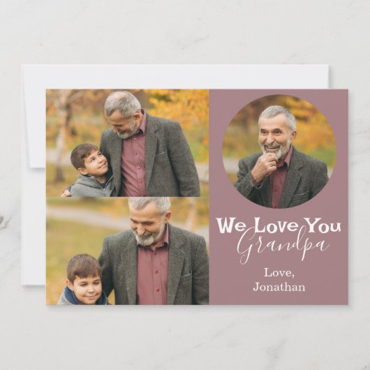 シンプルハッピーパパの日、おじいちゃん3枚の写真 シーズンカード (正面)
