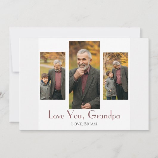 シンプルハッピーパパの日、おじいちゃん3枚の写真 シーズンカード (正面)