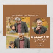 シンプルハッピーパパの日、おじいちゃん3枚の写真 シーズンカード (正面/裏面)