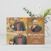 シンプルハッピーパパの日、おじいちゃん3枚の写真 シーズンカード (スタンド正面)