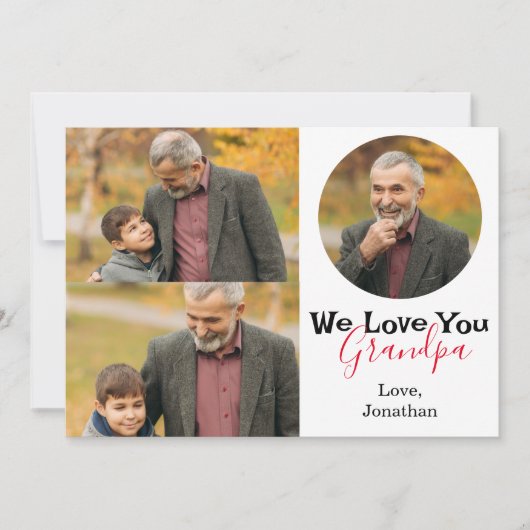 シンプルハッピーパパの日、おじいちゃん3枚の写真 シーズンカード (正面)