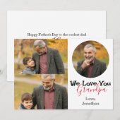 シンプルハッピーパパの日、おじいちゃん3枚の写真 シーズンカード (正面/裏面)