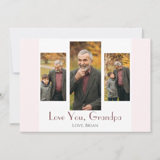 シンプルハッピーパパの日、おじいちゃん3枚の写真 シーズンカード (正面)