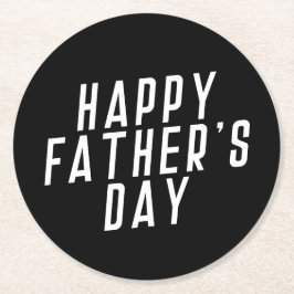 シンプルハッピーファーザーズデイタイポグラフィ |コースター ラウンドペーパーコースター