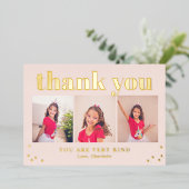 シンプルハッピーフラットフォイルグラードサンキューカード 箔招待状 (立ち正面)