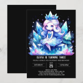 シンプルハッピープリンセス誕生日 招待状 (正面/裏面)