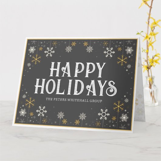シンプルハッピーホリデイズスノーフレーク金ゴールドグレービジネス カード (黄色い花)