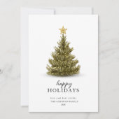 シンプルハッピーホリデイズパインツリークリスマスカード シーズンカード (正面)