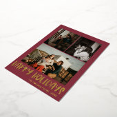 シンプルハッピーホリデイズレッド縦型3枚 |金ゴールド 箔シーズンカード (回転した状態)