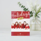 シンプルハッピーホリデーズクリスマスフォトポストカード シーズンポストカード (スタンド正面)