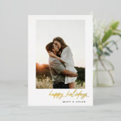 シンプルハッピーホリデーズクリスマスフォト 箔シーズンカード (立ち正面)