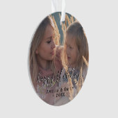 シンプルハッピーホリデーズスクリプトフルフォトクリスマス オーナメント (正面)