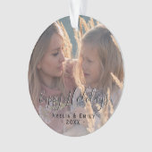 シンプルハッピーホリデーズスクリプトフルフォトクリスマス オーナメント (正面)