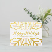 シンプルハッピーホリデーズスノーフレークビジネスゴールドフォイル 箔シーズンポストカード (立ち正面)