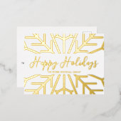 シンプルハッピーホリデーズスノーフレークビジネスゴールドフォイル 箔シーズンポストカード (正面/裏面)