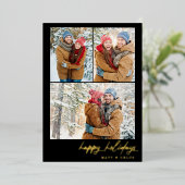 シンプルハッピーホリデー数々のクリスマス写真 箔シーズンカード (立ち正面)