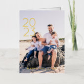 シンプルハッピーホリデー新年8写真折り畳み 箔シーズンカード (正面)