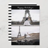 シンプルハッピーホリデー白黒フォトコラージュ シーズンカード (正面/裏面)