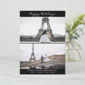 シンプルハッピーホリデー白黒フォトコラージュ シーズンカード (スタンド正面)