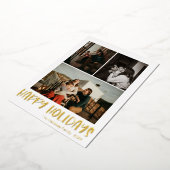 シンプルハッピーホリデー縦型3枚 |金ゴールド 箔シーズンカード (回転した状態)