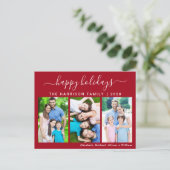 シンプルハッピーホリデー3フォトホリデーポストカード シーズンポストカード (スタンド正面)