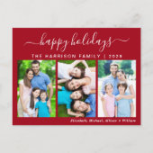 シンプルハッピーホリデー3フォトホリデーポストカード シーズンポストカード (正面)