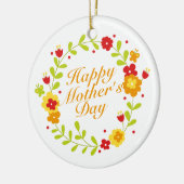 シンプルハッピーマザーズデイフローラリースオーナメント セラミックオーナメント (左)